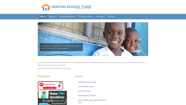 Screenshot of the Kenyan School Fund website