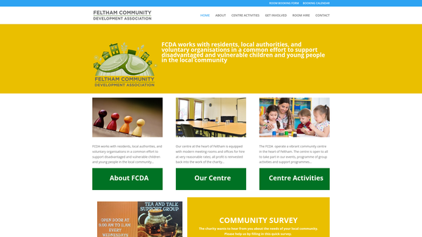 Screenshot of the Feltham Community Development Association website
