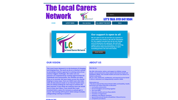 Screenshot of the The Local Carers Network website