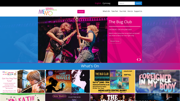 Screenshot of the Memorial Hall And Theatre website