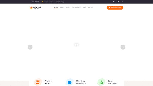 Screenshot of the Fairways Accommodation Support Trust website