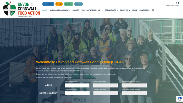 Screenshot of the Devon And Cornwall Food Action website