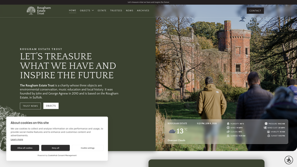 Screenshot of the The Rougham Estate Trust website