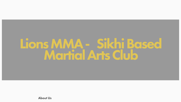 Screenshot of the Lions Mma (Walsall) website