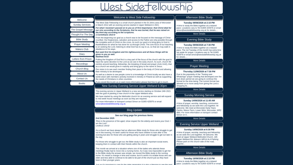 Screenshot of the West Side Fellowship website