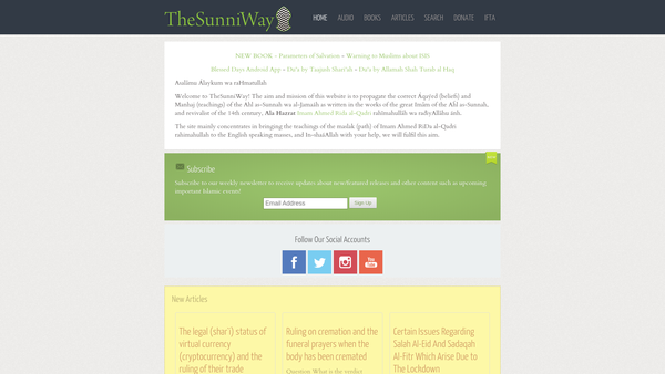 Screenshot of the Thesunniway website