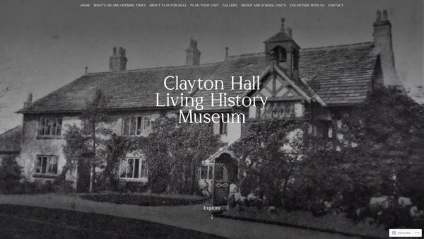 Screenshot of the Clayton Hall Living History Museum website
