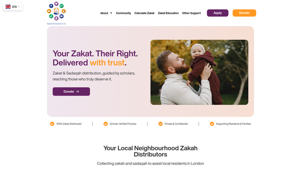 Screenshot of the Nawaal Benevolence Fund website