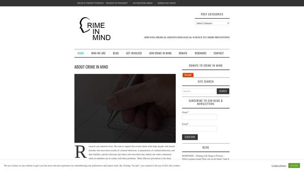 Screenshot of the Crime In Mind website