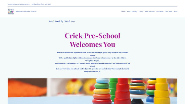 Screenshot of the Crick Pre-School website