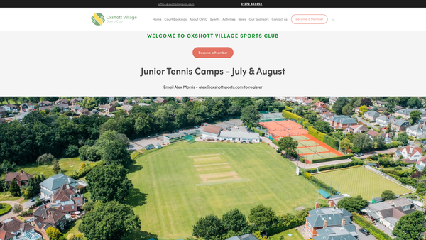 Screenshot of the Oxshott Village Sports Club Limited website