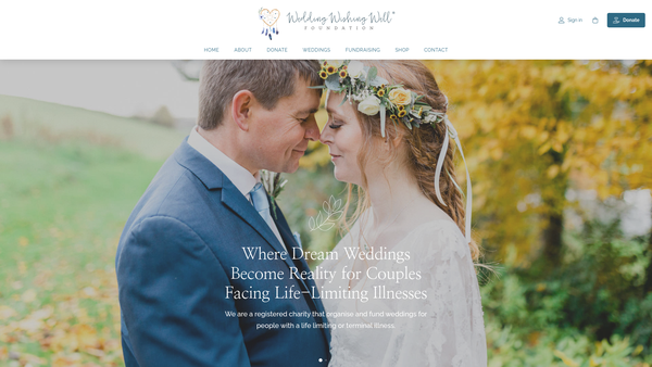 Screenshot of the The Wedding Wishing Well Foundation website