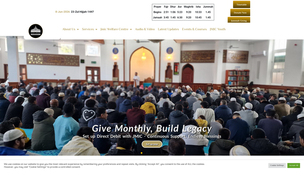 Screenshot of the Jamia Masjid And Islamic Centre Slough website