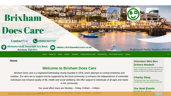 Screenshot of the Brixham Does Care website
