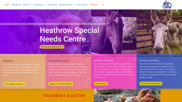 Screenshot of the Heathrow Special Needs Centre website