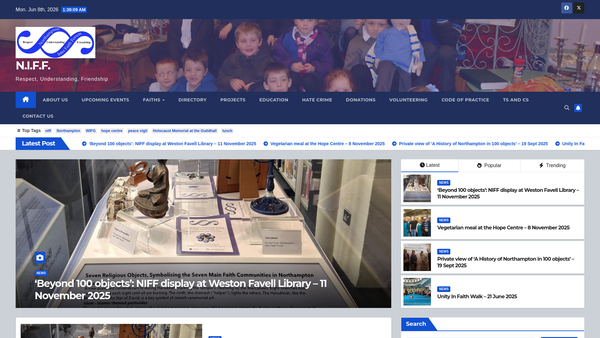 Screenshot of the Northampton Inter Faith Forum website