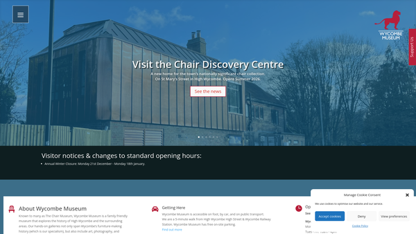 Screenshot of the Wycombe Heritage And Arts Trust website