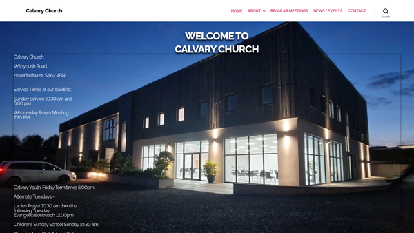 Screenshot of the Calvary Church (Haverfordwest) website