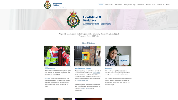 Screenshot of the Heathfield And Waldron First Responders website