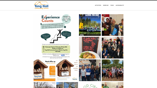 Screenshot of the Tang Hall Community Centre website