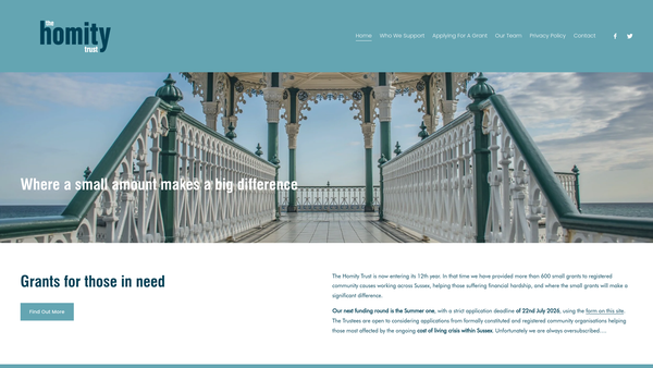 Screenshot of the The Homity Trust website