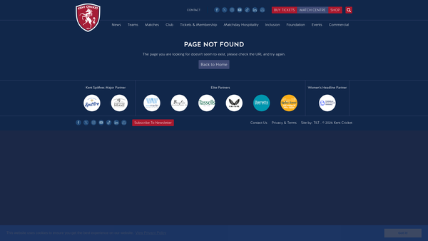 Screenshot of the Kent Cricket Foundation website