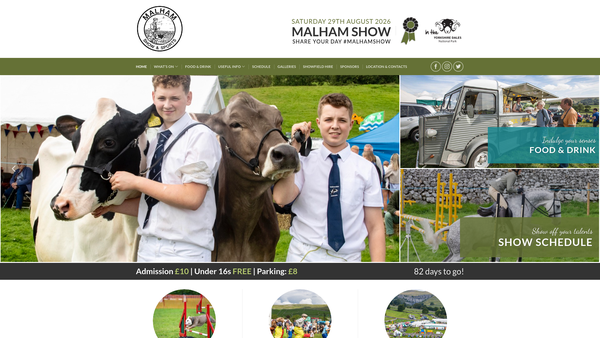 Screenshot of the Malhamdale Agricultural And Horticultural Society website