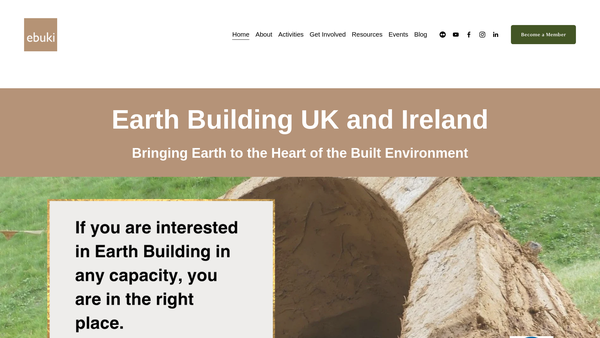 Screenshot of the Earth Building UK And Ireland Ltd website