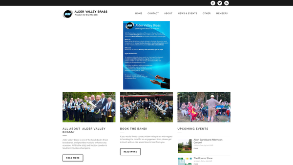 Screenshot of the Alder Valley Brass website