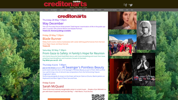 Screenshot of the The Friends Of Crediton Arts Centre website