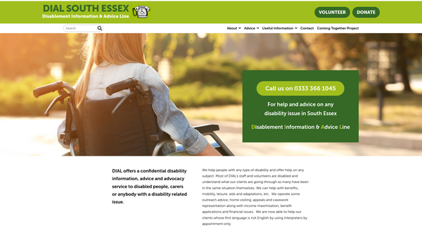 Screenshot of the Dial South Essex website