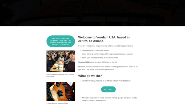 Screenshot of the Verulam U3A website
