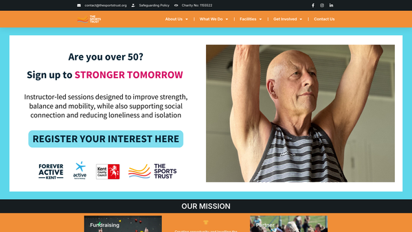 Screenshot of the The Sports Trust website