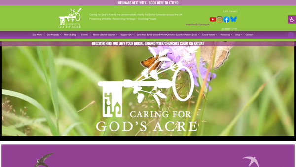 Screenshot of the Caring For God's Acre website