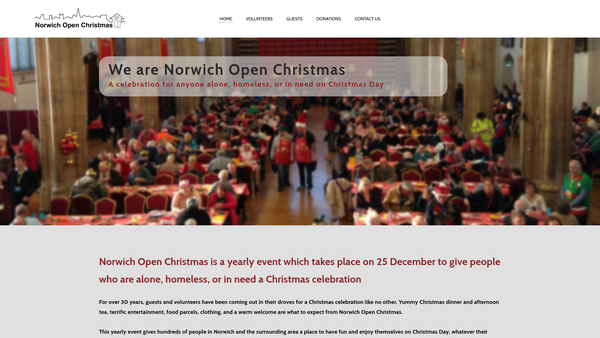 Screenshot of the Norwich Open Christmas Limited website