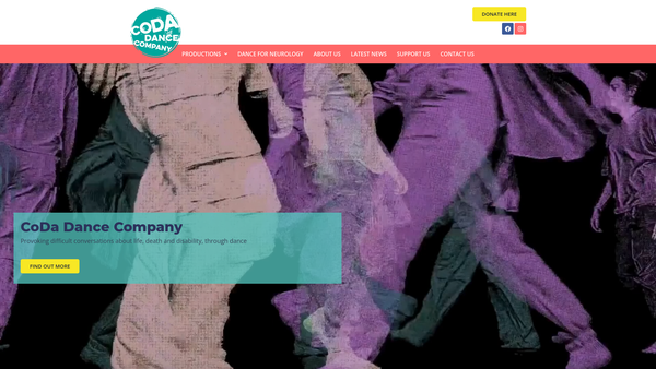Screenshot of the Coda Dance Company website