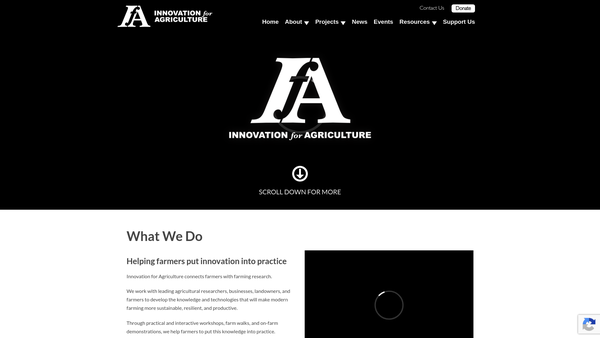 Screenshot of the Innovation For Agriculture website
