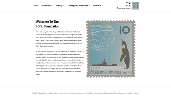 Screenshot of the Igy Foundation website
