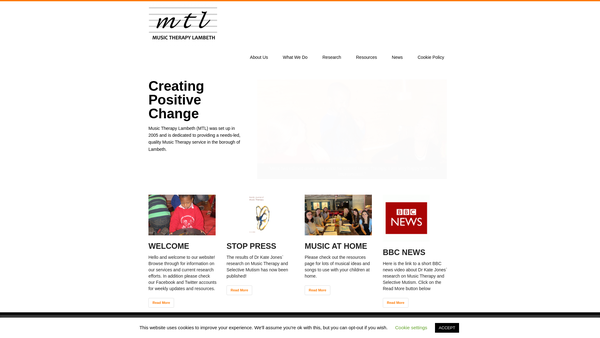 Screenshot of the Music Therapy Lambeth website