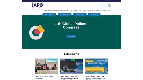 Screenshot of the International Alliance Of Patients' Organizations website