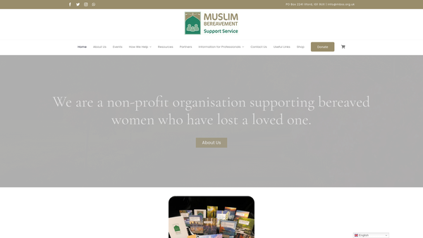 Screenshot of the Muslim Bereavement Support Service website