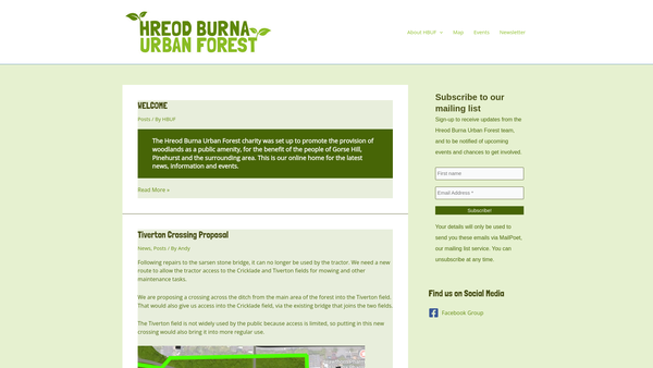 Screenshot of the Hreod Burna Urban Forest website