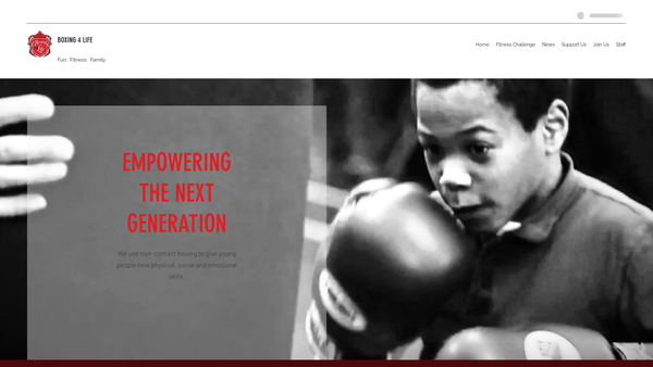 Screenshot of the Boxing4life website
