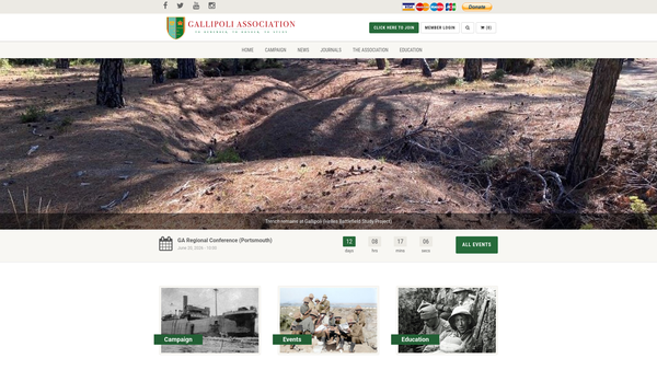 Screenshot of the The Gallipoli Association website