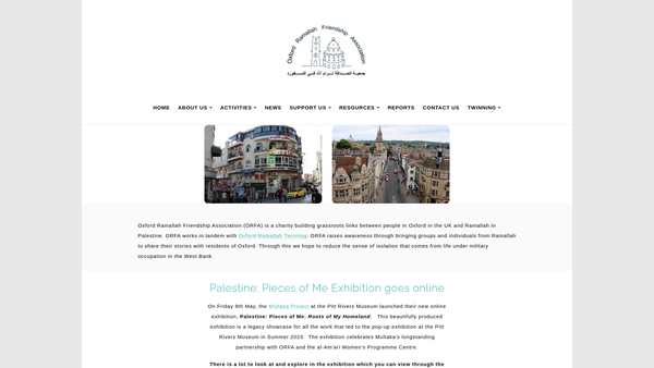 Screenshot of the Oxford Ramallah Friendship Association website