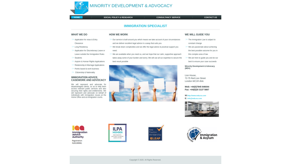 Screenshot of the Minority Development & Advocacy (Mda) Ltd website