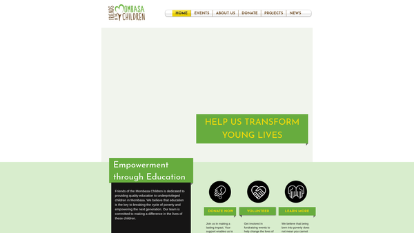 Screenshot of the Friends Of The Mombasa Children C.I.O. website