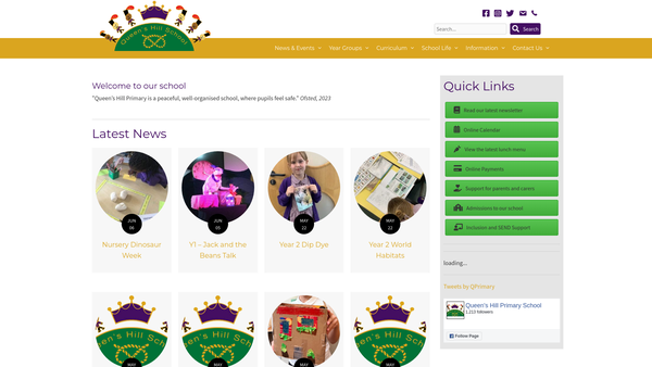 Screenshot of the Friends Of Queens Hill Primary & Nursery School website