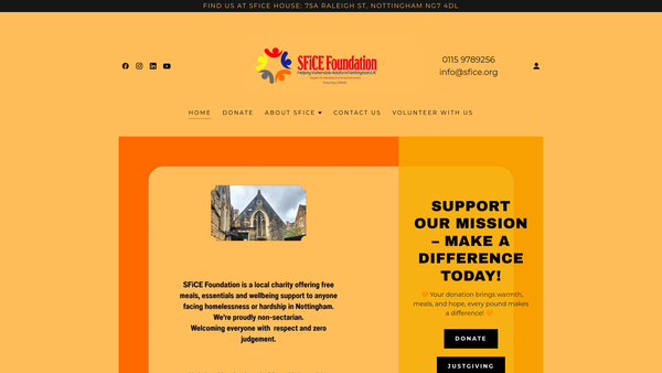 Screenshot of the Sfice Foundation website