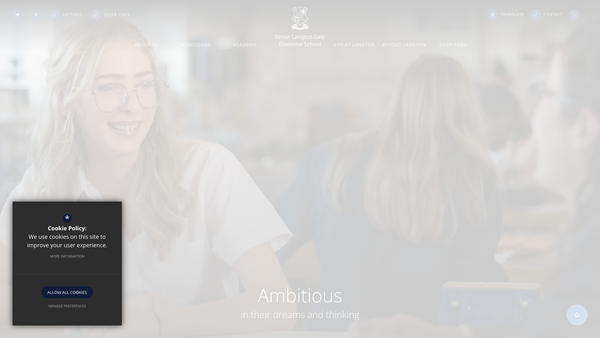 Screenshot of the Simon Langton Girls Grammar School Fund website